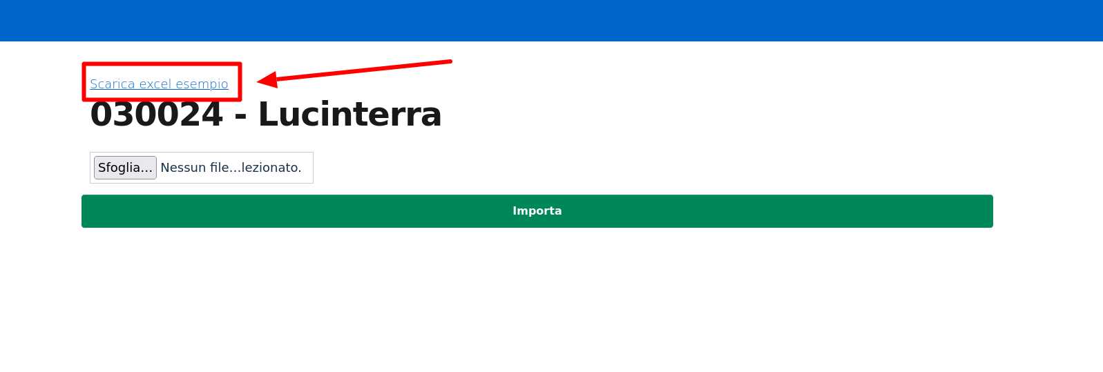 Schermata di importazione